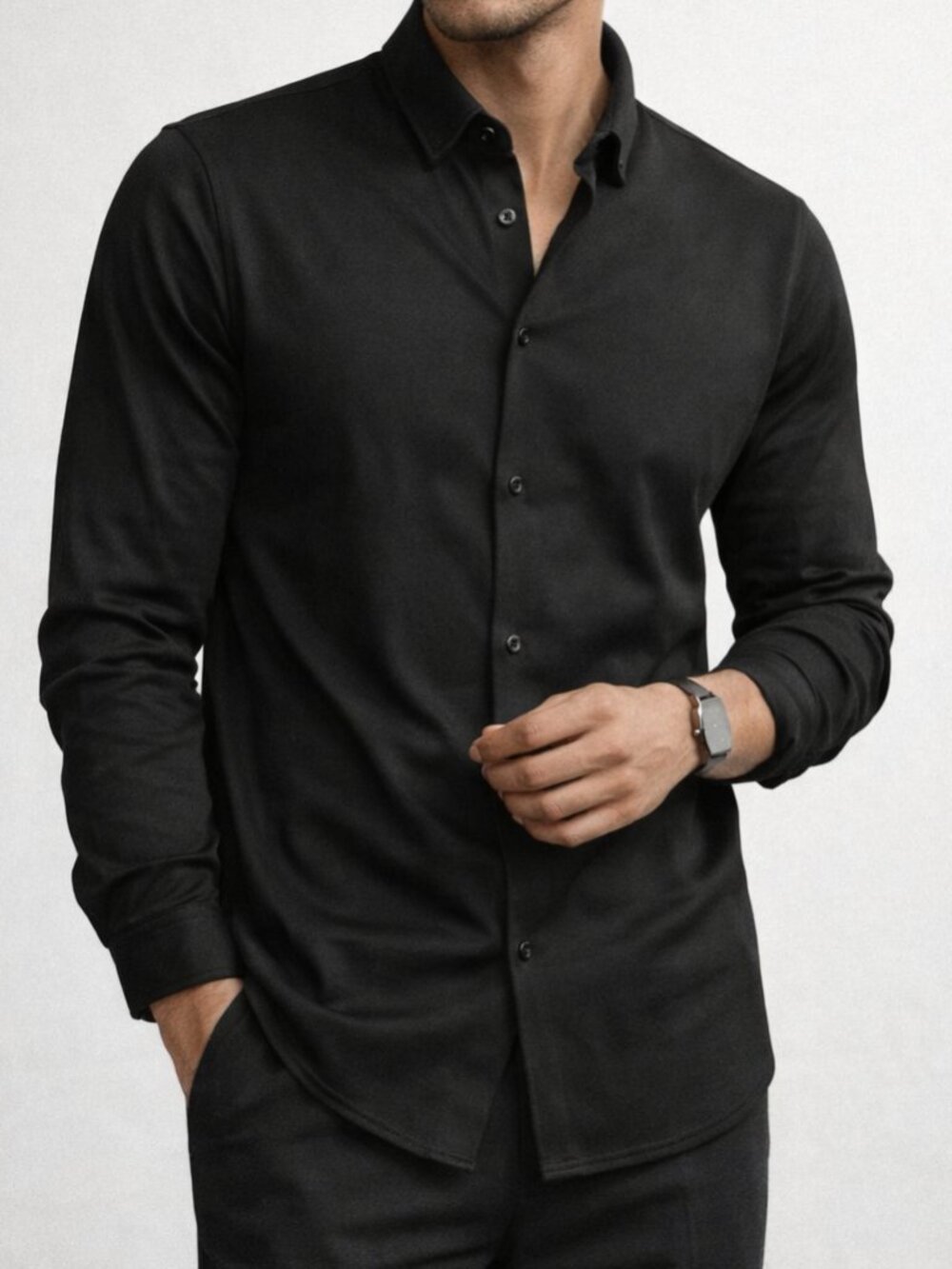 COOFANDY Men's Black Long Sleeve Button Down S NWT